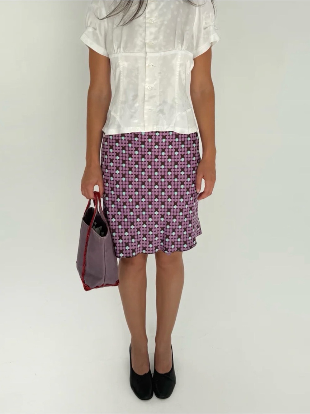 Nanette Lepore Purple Floral Geo Midi Skirt